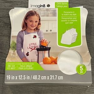 Package of 5 white child aprons one size fits most